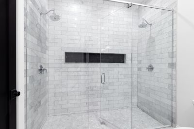 Contemporary Shower with Textured Tiles